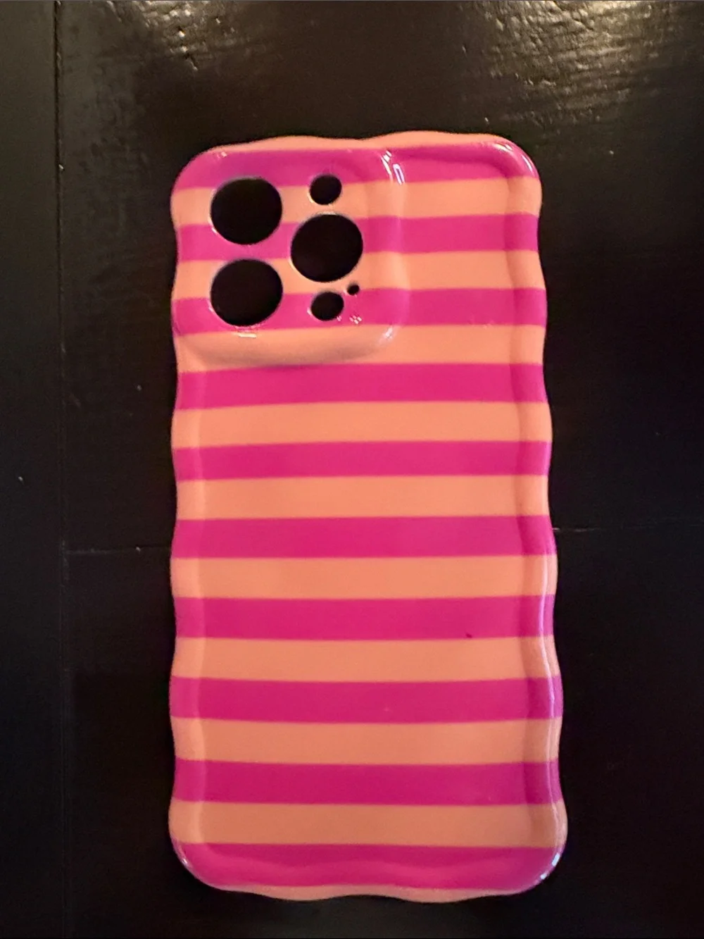 Pink and Peach Striped Phone Case - Stylish Protective Cover iPhone 15 Pro Max